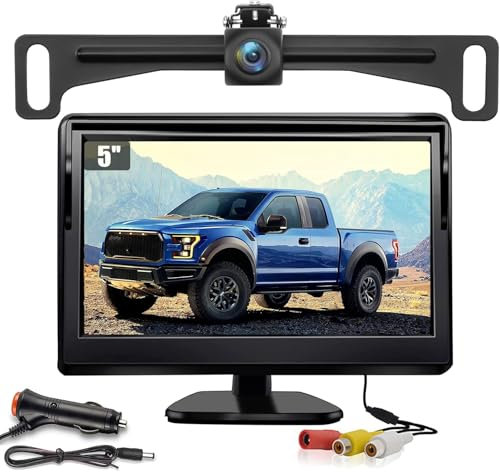 Kairiyard 5 Zoll HD Auto LCD Monitor mit LED Nachtsicht Wasserdicht Auto Rückansicht Rückfahrkamera Rückfahrsystem für PKW,SUV,Lieferwagen,Pickups und LKW 12V-24V
