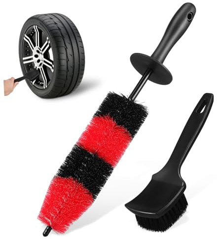 PENIKOKO Brosse Nettoyage Pneus Voiture Brosse Jantes et Moyeu Poignée Ergonomique Poils Durs Flexible pour Nettoyage Roues et Freins