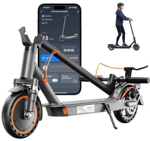 Trottinette Électrique Adulte Légère Amortisseur Avant 35KM APP | Moteur crête 650W, 36V 7.8Ah, charge 130kg, poids 12kg, pneus pleins alvéolés increvables, double freinage