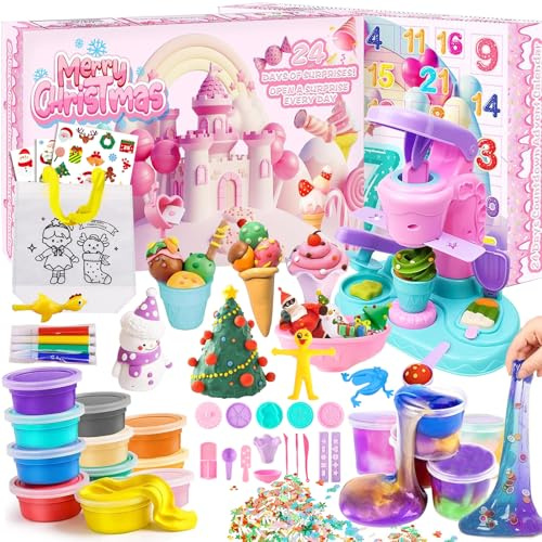 ALUNME Calendario dell'Avvento 2025 per bambini, calendario dell'Avvento 24 giorni con 24 giocattoli, calendario dell'Avvento 2025 per bambini (viola e rosa)
