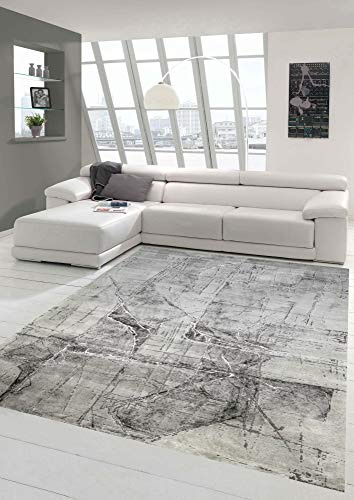Teppich-Traum Matta dröm modern vardagsrumsmatta, abstrakt i grå kräm, storlek 120 x 170 cm