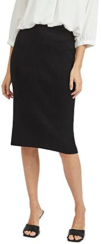 Vila Damen Viril Pencil Hw Knit Skirt - Noos Rock, SchwarzS