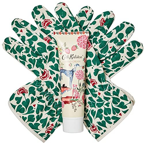 Cath Kidston Beauty Artist Kingdom Gardening Gloves Set, 100ml Hand Cream & Gardener's Gloves