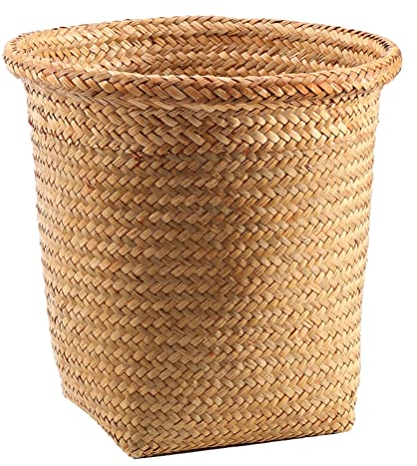 Cabilock Papierkorb Aufbewahrungskorb Weiden korb geflochten Mülleimer Abfalleimer Papiereimer Make Up Organizer Korb Papierabfall Flechtkorb für Büro Badezimmer Wohnzimmer Deko