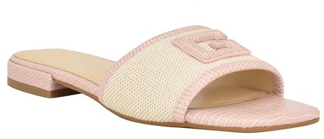 GUESS Women's Tampa Flat Sandal, Light Natural/Pink Multi, 6 UK