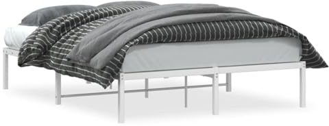 vidaXL Sängram metall vit 140x190 cm, säng, metallsäng, metall sängram, sängar, metallsängar, metall sängramar, gästsäng, gästsängar, enkelsäng