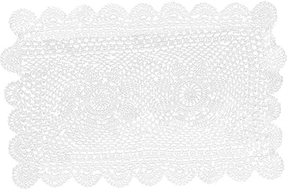 Alipis Tovaglietta Intrecciata in Cotone Bianco all Uncinetto Bordo Traforato Resistente al Calore e Facile da Pulire per Casa e Negozio Decorazione Elegante