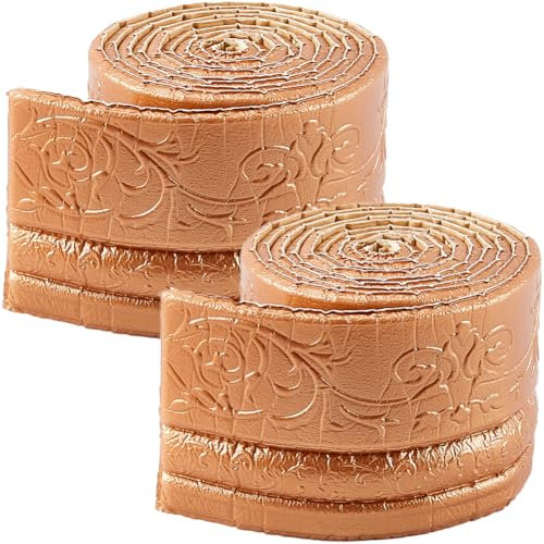 GORGECFAFT 2 Rouleau 2.3mX10cm Bordure Murale en Mousse 3D au Chocolat à Décoller et à Coller Moulure de Couronne Bordure de Papier Peint Flexible Bordure de Miroir Cadre Ligne de Base Murale Plinthe