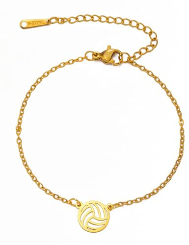 MOPZIJA bracciale pallavolo ragazza, Collana da pallavolo in acciaio inossidabile Dainty Pallavolo Ciondolo Bracciale Orecchino Moda Sport Palla Gioielli per gli amanti della pallavolo