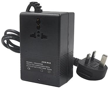 Puleuroy 200W Voltage Converter 220V to 110V Transformer Down Transformer Voltage Converter Travel Adapter Easy to Use Black UK Plug
