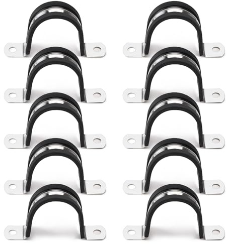 YYIGVMO 10 ST 38mm Gummibelagda U-Klämmor, 304 Rostfritt Stål Gummidämpande Rörklämmor, för Mjuk rör- Eller Kabelinstallation