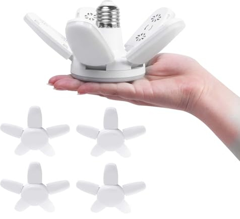 Nexillumi 4-Pack Mini Led Garage Light 60W, 6000LM Garage Lights Ceiling LED with E26/E27 Medium Base, 6000K Deformable LED Shop Lights, Workshop