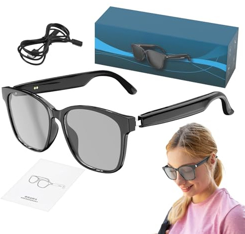 AI Smart Glasses - Gafas de audio inalámbricas, conversor de voz instantáneo, diseño de marco ligero, gafas traductoras en tiempo real para oficina, trabajo, estudio, conversación internacional