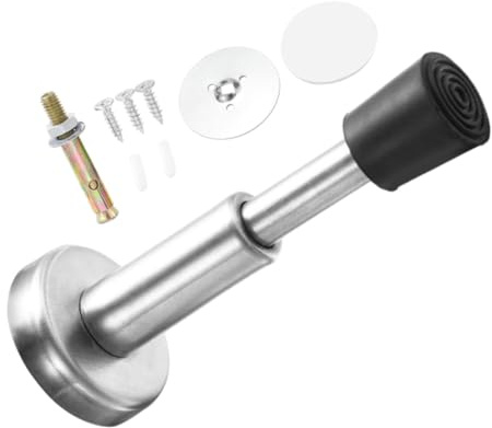Genérico Tope de Puerta Metálico con Punta de Goma Antichoque Protección Pared Tope Regulable de Acero Inoxidable para Puertas de Vidrio y Fácil Instalación Segura