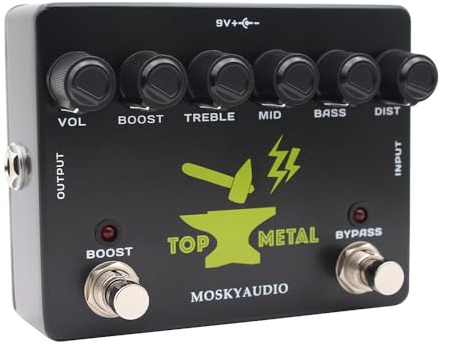 TOPP METALL med BOOST Gitarr Effektpedal 3-band EQ True Bypass Switch