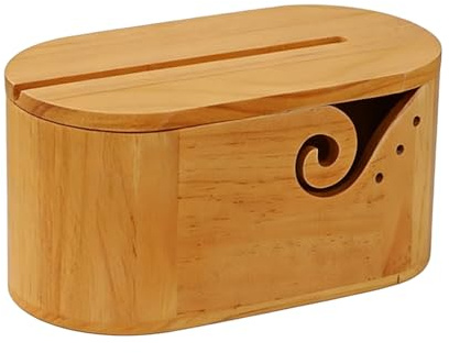 Wooden Yarn Bowl Organizer - Knitting Holder with 18 cm Lid, Organizer for Smooth Wires, Stable Craftsmanship | Multifunctional Tool for Crafts with Filet