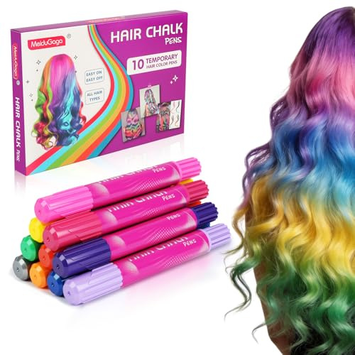 BUTBU 10 Colores Tizas para El Pelo, Tizas Temporales para El Pelo, Tinte Pelo Lavable para El Pelo Niña, Tizas de Colores para El Pelo, Navidad, para Halloween, Fiesta de Cumpleaños