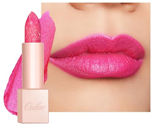 OULAC Diamond Lustre Lippenstift Rosa, Hochpigmentierter Lipstick mit Feine Textur und Lang Anhaltende Feuchtigkeitsspendende Formel, Auffälliges Lippen-Makeup, Vegan, D09 Sparkle Crush