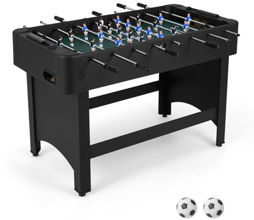 COSTWAY Table de Baby-Foot avec 22 Joueurs et 2 Ballons, Table de Jeu avec Pieds Réglables et Marqueur Manuel, Jouet d'arcade pour 2-4 Adultes Enfants pour Fête Bar, 119x108x79cm