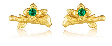 Bi med blomgren Guld bröllopssmycken set för kvinnor 925 sterling silver örhängen kvinnliga presenter925 sterling silver bröllopssmycken
