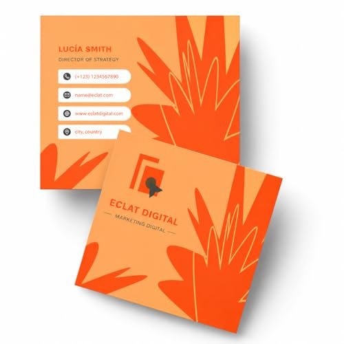 COPYKREA – Cartes de visite personnalisées 65 × 65 mm carrées | Finition classique | Papier 300 g | Personnalisables avec logos et textes | Lot de 100 unités