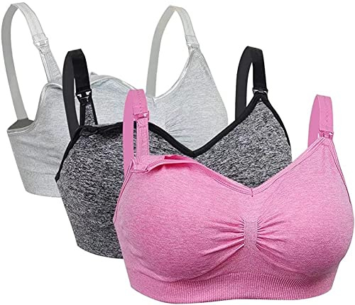 Dreamburn graviditet amnings-BH 1/2/3 pack trådlösa sömlösa amningsbehåar 4 rader justera krok med avtagbar spill förebyggande dynor lägg till förlängare bekväm