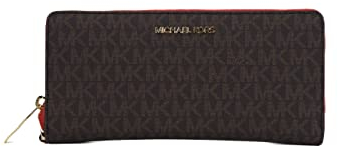 Michael Kors Jet Set Large Continental Zip Around Wallet Monogram Brown Flame