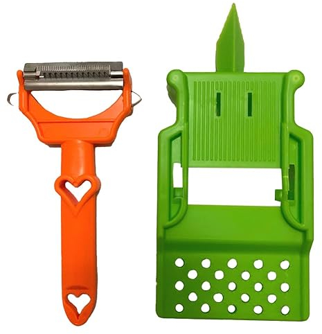 Pelador de corazones, pelador de verduras con cortador en juliana, tabla de cortar/verde sin soporte para sobras