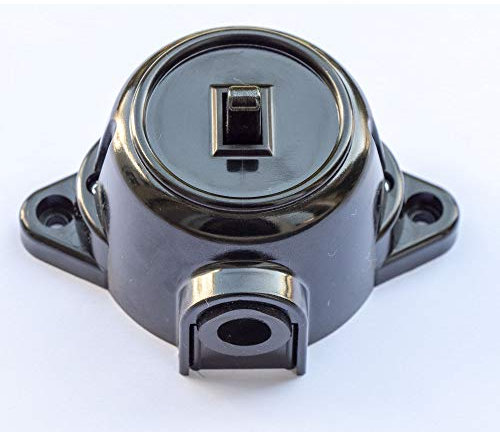 Schalter Aufputz Ein-Aus Schaltereinsatz, 10A/250V, IP20 Schwarz RETRO OPTIK ALT
