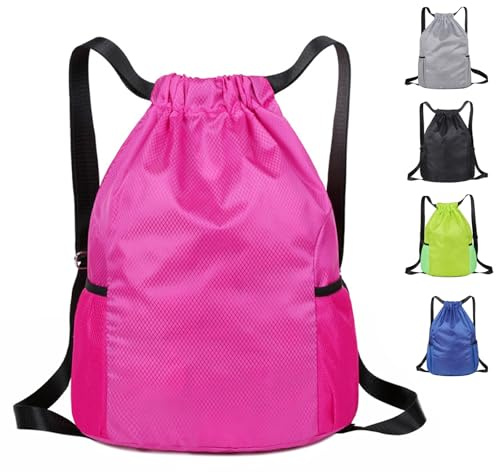 Toced Drawstring Swimming Bag for Kids, Waterproof Girls Swim PE Bag Oxford Fabric Large Sports Backpack String Gym Sack for School Travel Holidays Climbing Hiking