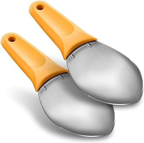 FUBUKIOF Mango Slicer Tool, Multipurpose Fruit Slicer Spoon, Watermelon Slicing Tool, Stainless Steel Multifunctional Slicer, Fruit Fleshing Spoon