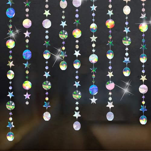 65 Ft Glitzer Girlande Bunt 5PCS Hängend Papier Girlanden Circle Dots Runde Stern Glitzer Vorhang Bunt Glitzer Deko Party Girlande Geburtstag Papiergirlande Gartenparty Festival Karneval Hochzeiten