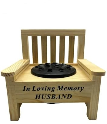 Husband Wooden Memorial Bench with Flower Insert Pot Graveside Crematorium Plaque Garden