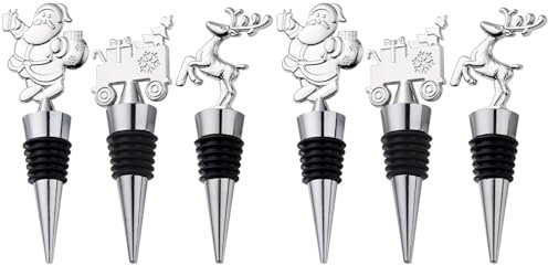 6stück Weihnachten Weinflaschenverschluss Weinkorken: Wiederverwendbare Weinflaschenverschluss Flaschenverschluss Universal Für Die Weinsammlung Rotwein Bier Saver Sealer