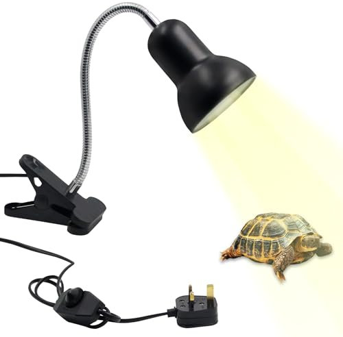 Tortoise Heat Lamp, 200W Dimmable Reptile Basking Lamp with Clamp Stand 360° Rotatable Clip on Reptile Heat for Aquarium Turtles Frog Lizard Snakes