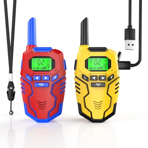 Inspireyes Talkie Walkie Enfants Rechargeable, 48 Heures de Temps de Travail, Longue Portée de 3 Kilomètres, Cadeaux d'anniversaire pour Garçons Filles, Jouets de Plein air pour Enfants de 3 à 12 Ans