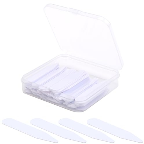CREATCABIN 100 Stück Kunststoff Kragenstäbchen Krageneinsätze Tab Kragen Weißes Hemd Kragenstäbchen Set Mit Kunststoffbox Kragenlaschen Für Hochwertige Priesterkragen Kragenfutterstäbchen 1x5cm