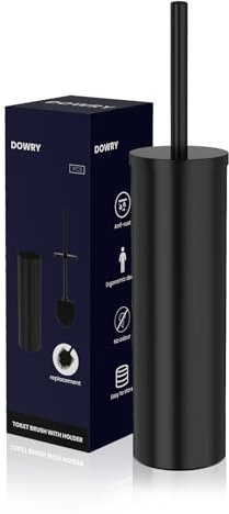 Escobilla de Inodoro de Silicona con Soporte Negro, escobilla cilíndrica con 2 cepillos de Repuesto, Juego de escobillas de Inodoro Independiente para baño, Limpieza higiénica y Acero Inoxidable