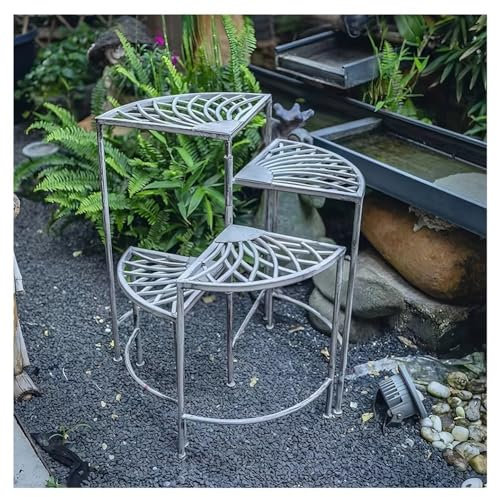 Zfmnoyev Soporte para Plantas con Escalera Giratoria De 4 Niveles, Estante Metálico para Flores, Estante Alto Esquinero Plegable para Plantas, Ideal para Jardín, Patio, Balcón O Esquina(Blanco)