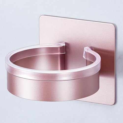 YYBO Porta Phone Bagno da Muro, porta asciugacapelli da Parete, porta phon da Muro, porta phon Senza Foratura Supporto asciugacapelli per Bagno, Barbiere, Hotel (Oro Rosa)