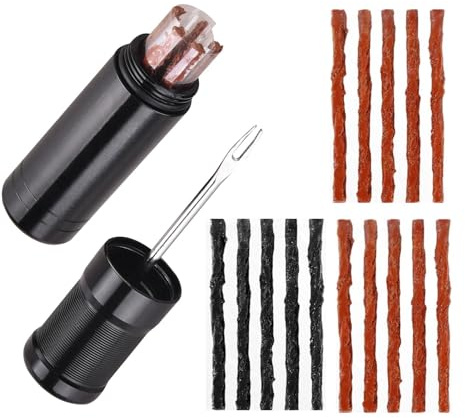 Tubeless MTB Reparaturset, Tubeless Reparaturse Rennrad Fahrradreifen Pannen Set Inklusive1 Reifenreparatur Gabelreibahle und 15 Klebestreifen Schlauchloses Reifenreparaturset Reparaturen für Unterweg