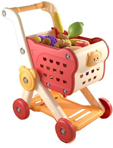 Qoukonao Carrello Della Spesa Per Bambini,Set Carrellino Alimentari Cucina Gioco - Attività Di Apprendimento Prescolastico Cucina Interattiva Giochi Di Ruolo Educativi Per