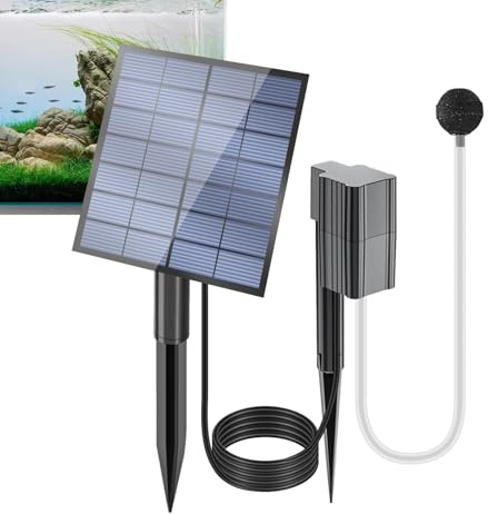 Aeratori stagno per laghetti all'aperto | omba solare per laghetto con gorgogliatore per acquario, pompa ad aria solare regolabile, pompa di ossigeno con gorgogliatore di aeratore per pec