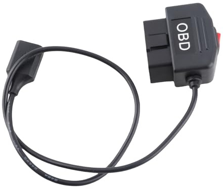 HUIOP OBD-strömadapterkabel med Strömbrytarknapp Lågspänningsskydd för Kamerainstrumentpanel Laddningstelefon OBD-strömkabel Modell 48 Cm / 18,9 Tum