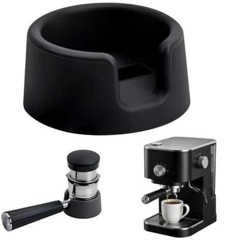 Zueyen Base antideslizante para prensador de café, soporte para filtro, accesorios para cafetera, soporte portafiltros, soporte de soporte de silicona compatible, negro
