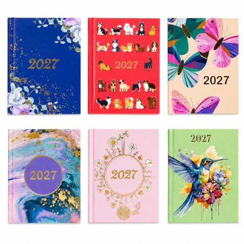 2027 Pocket Diary Week to View 8.5cm x 11cm Hardback Planner (Bird) | Beautiful Hummingbird Design - Compact Size Weekly Organiser with Calendar, Notes, Reference Pages & Ribbon Bookmark