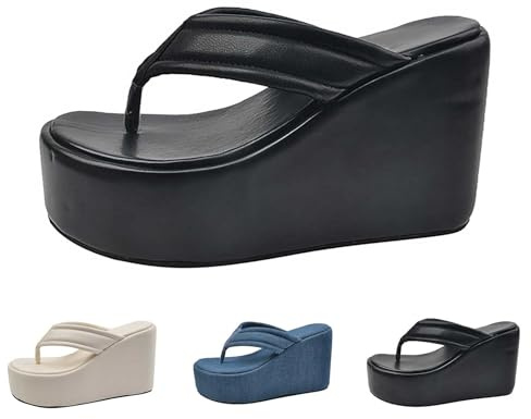 Platå flip flops dam Y2K sandaler dam sommar tåseparator enfärgad sommarskor bekväma kilsandaler lätta muffin sandaler supermjuka tofflor platåstrandsandaler mors dag