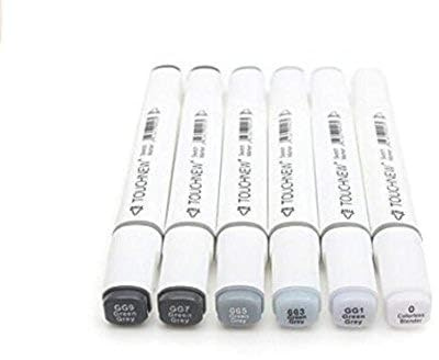 BEMLP 6 Colors Grayscale Art Marker Pen Double-Ended Sketch Markers Alcohol Based Ink Neutral Gray Tones Art Supplies (6 Colors Green gery style)