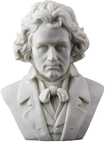 Ludwig van Beethoven Bust Statue, Classical Music Decor, White Finish