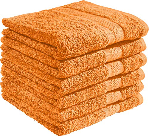 REDBEST Handtuchset, Frottierset 6er-Pack Chicago orange Größe 50x100 cm - saugstark, strapazierfähig, ideal für Reisen, Sport (weitere Farben)